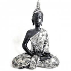 Estatua plateada con buda tailandés sentado