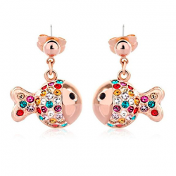 Pendientes de peces Swarovski bañado oro