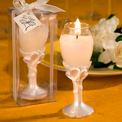 Elegante porta vela y flauta con corazón diseño champán