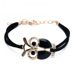 Pulsera búho cuerda negra