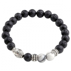 Pulsera de hombre y mujer con buda y bolsa de lava negra