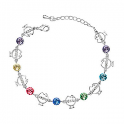 Pulsera de peces con cristal Swarovski de colores