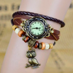Reloj pulsera búho marrón