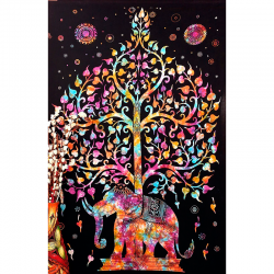 Tapiz árbol elefante multicolor